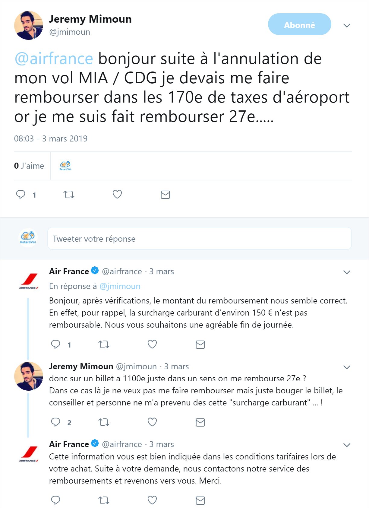 annulation air france taxe aéroport
